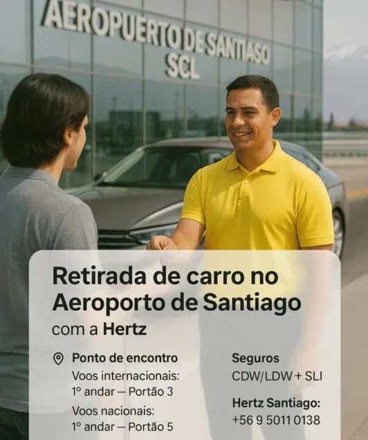 Como retirar seu carro alugado no Aeroporto de Santiago com a Hertz